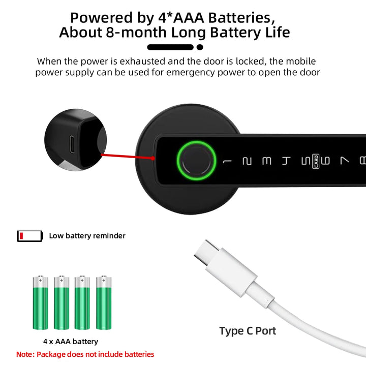 Fingerprint Door Lock Digital Electronic Lock with Password/Key/IC Card/ Smartlife/ Tuya APP Unlock