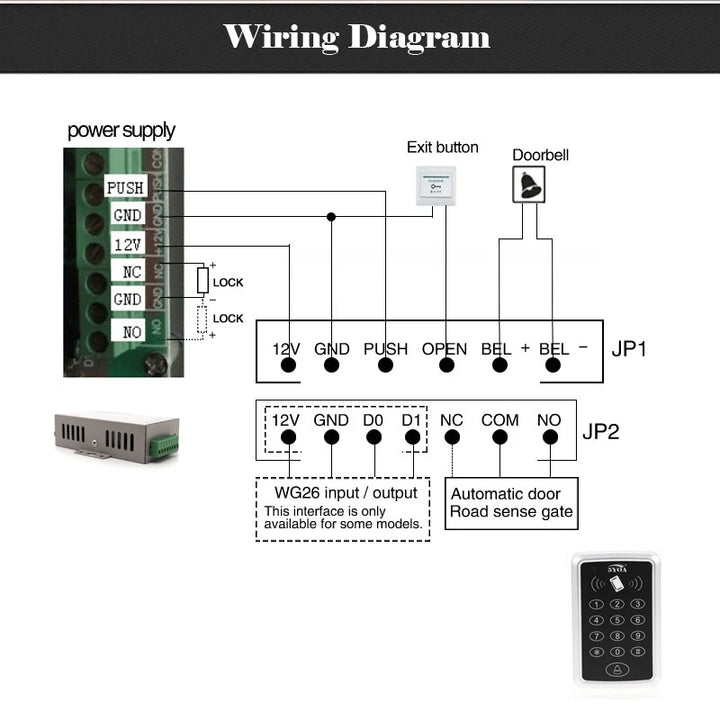 RFID Access Control Keypad EM Card Reader Support 1000 Users - Door Access Control System