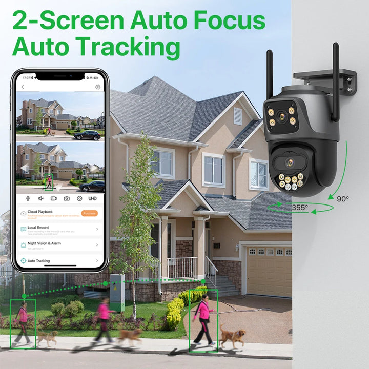 External Wifi PTZ Camera Dual Lens HD Outdoor - Auto Tracking Security Protection CCTV Surveillance